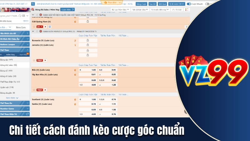 Chi tiết cách đánh kèo cược góc chuẩn