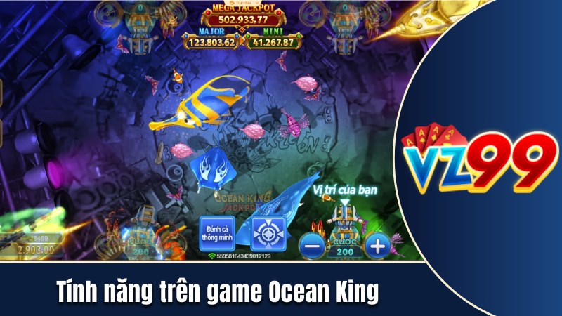 Những tính năng trên giao diện game Ocean King