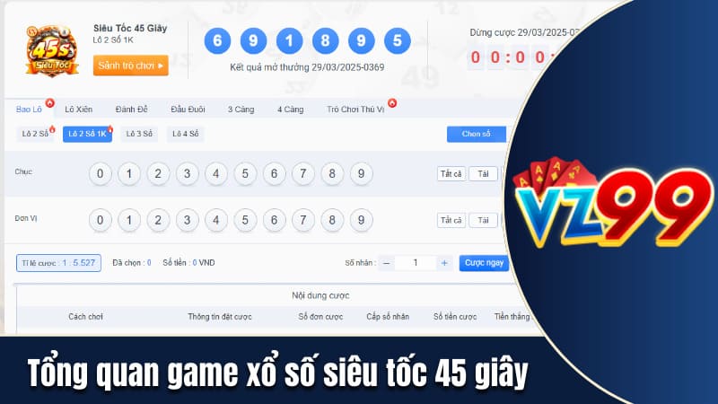 Tổng quan game xổ số siêu tốc 45 giây